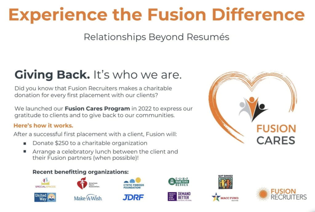 Fusion Recruiters | Fusion Cares Program
