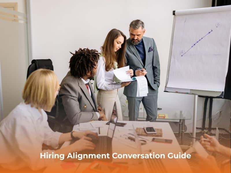 Leadership team meeting to align on hiring strategy with guidance from one of the top executive search firms.