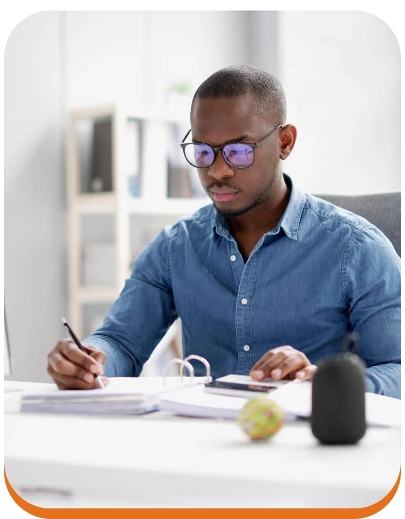 Finance professional reviewing documents during finance and accounting executive search