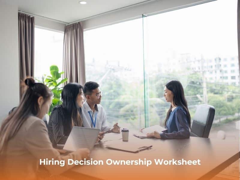 A hiring team discusses hiring decision ownership before a leadership search initiates.